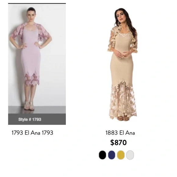 ElAna USA Luxury Brand Figure Hugging Dress & Bolero Jacket, Lace & Crystal - Picture 14 of 14